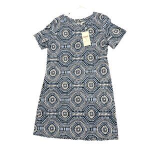 Tyler Boe Women’s L dress NWT Patterned Knit Short Sleeved Vintage Retro Blue